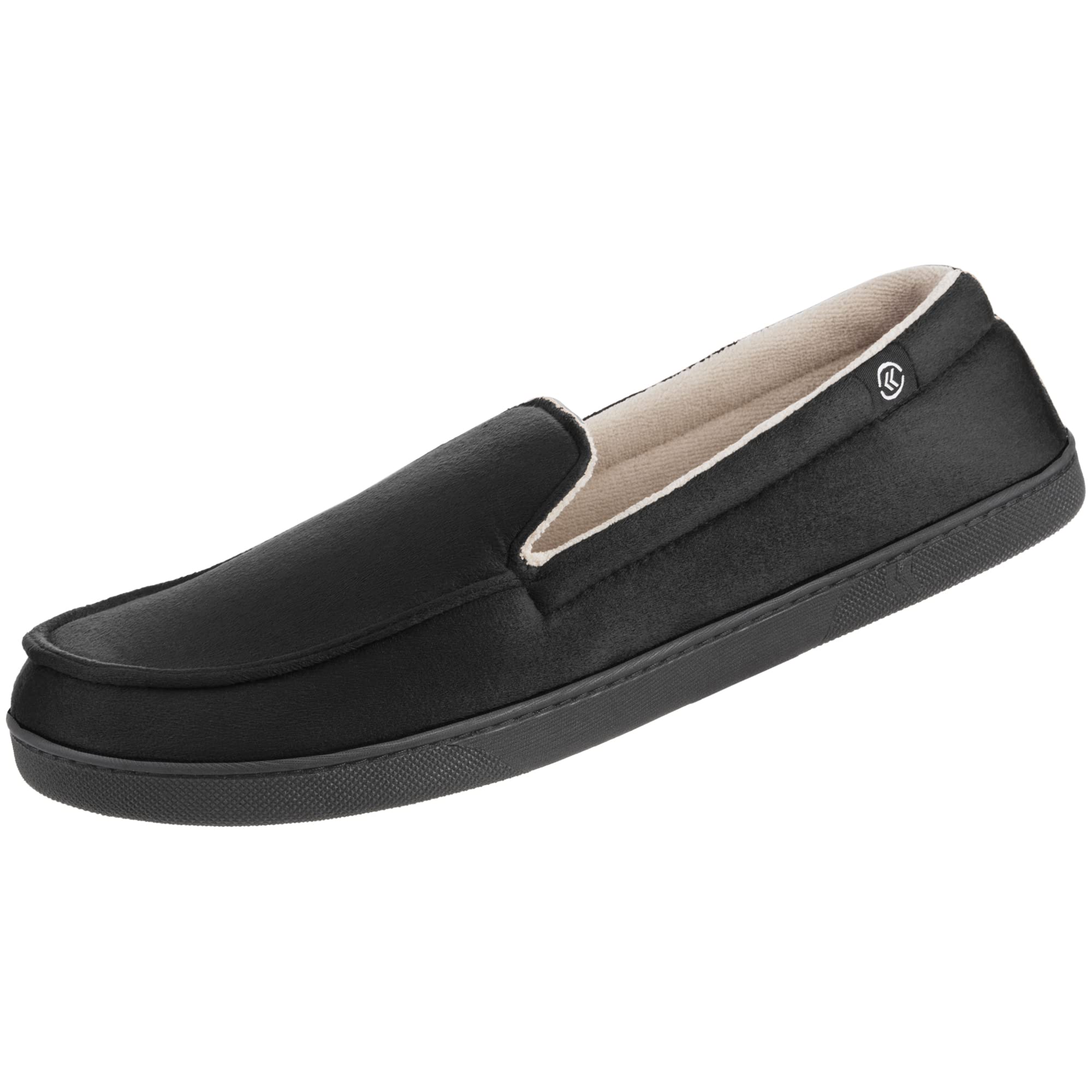 Photo 1 of isotoner Men's Moccasin Slippers, Black, 8-9 M