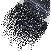 qiipii 5300PCS 3mm Small Solid Black Resin Rhinestones Bulk for Bedazzling Crafting SS10 Pure Black Flat Back Jelly Stones Non-Hotfix Diamonds Gems Charms for Nails Face Eyes Makeup DIY Beauty Crafts