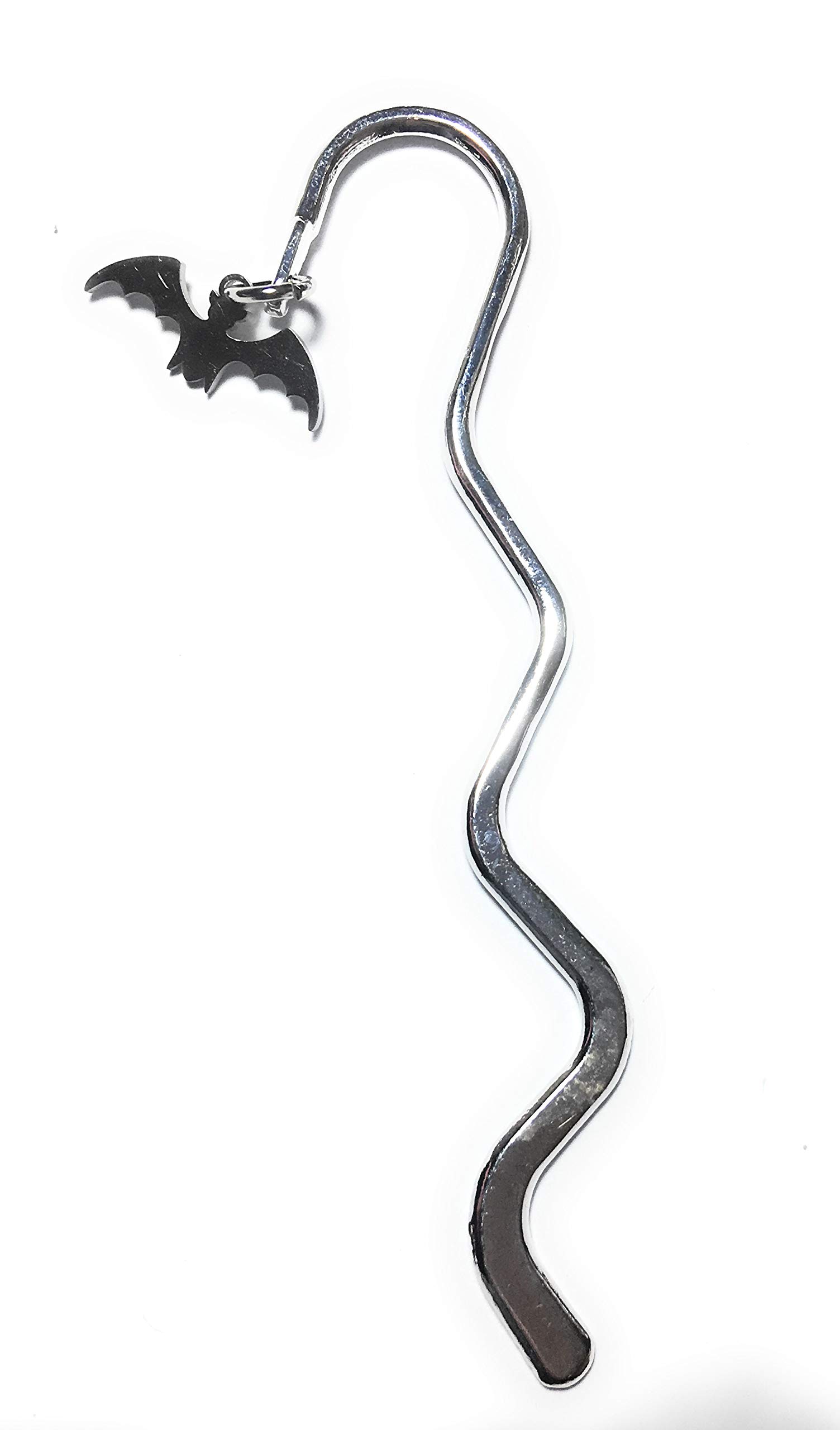 FizzyButton Gifts Silver Tone mini Bookmark with Stainless Steel bat Charm, in Gift Bag
