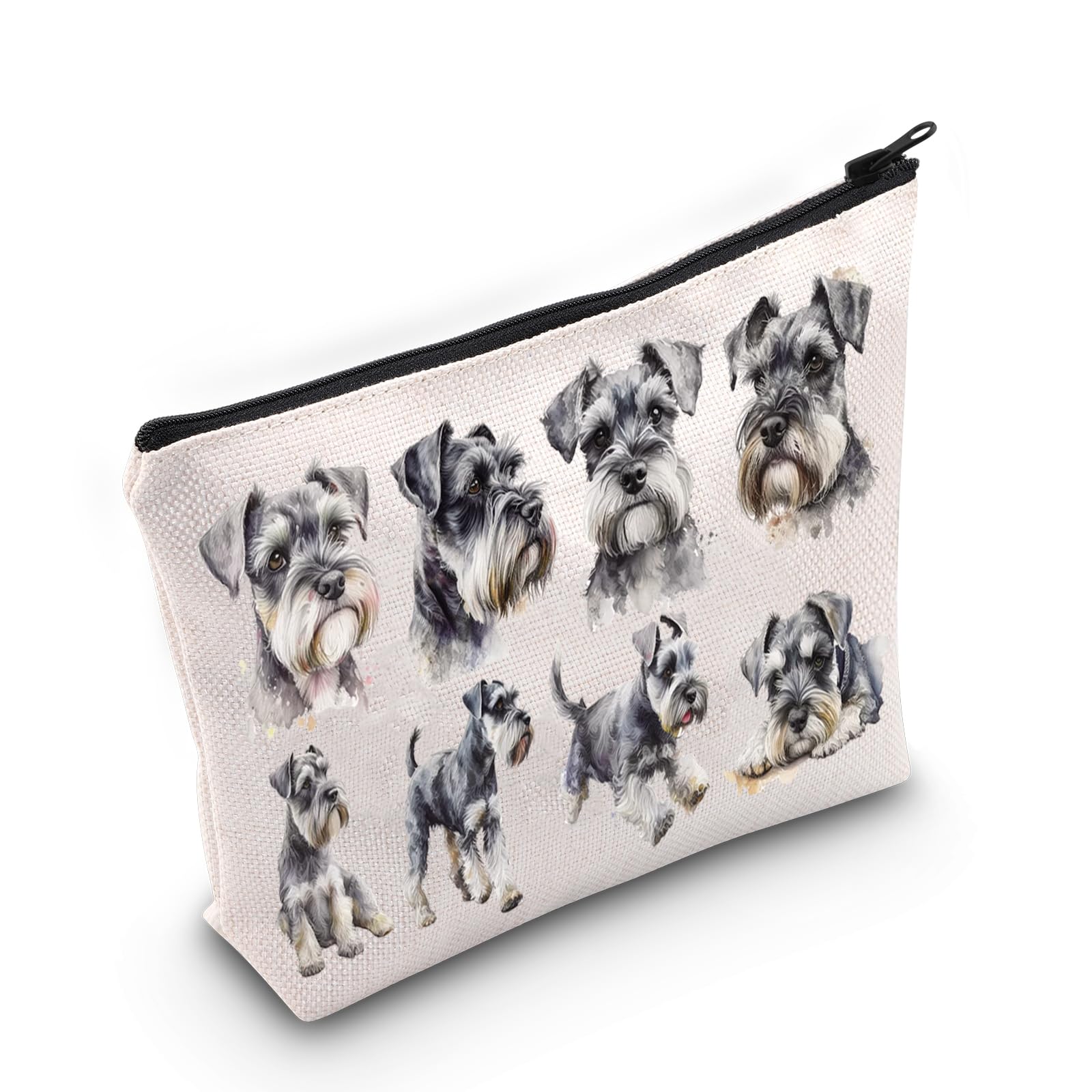 LEVLO Schnauzer Cosmetic Bag - Miniature Schnauzer Lover Gift - Travel Pouch, Cosmetic Bag