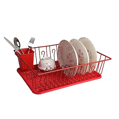 Mega Chef Red Dish Rack with Plate Positioners Bahrain Ubuy
