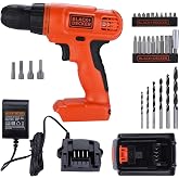 BLACK+DECKER 20V MAX POWERCONNECT Power Drill Cordless Drill Driver Electric Screwdriver with 30 Piece Bit Set and Drivers Kit, Battery and Charger Included (LD120VA)