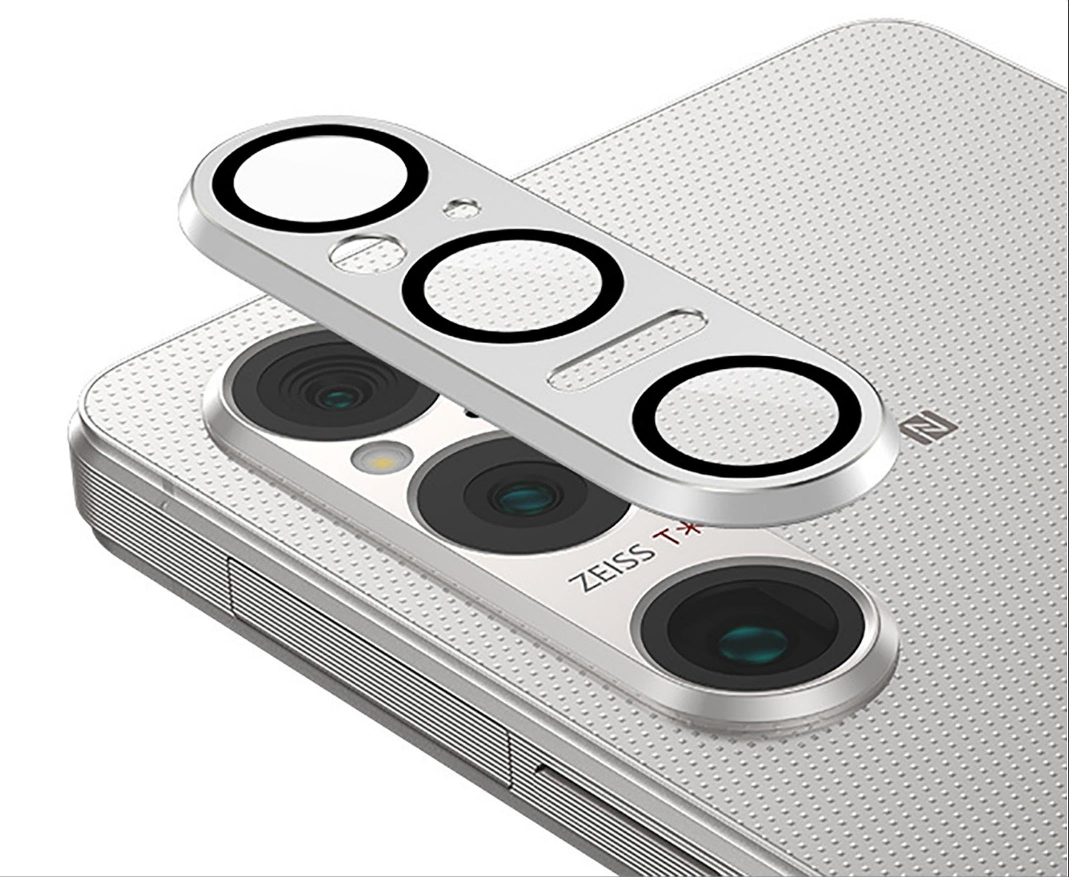 GIOPUEY [Full Protection Camera Lens Protector Compatible with Sony Xperia 1 VI,[Double protection] Metal + Tempered Glass, Camera Protector - Silver