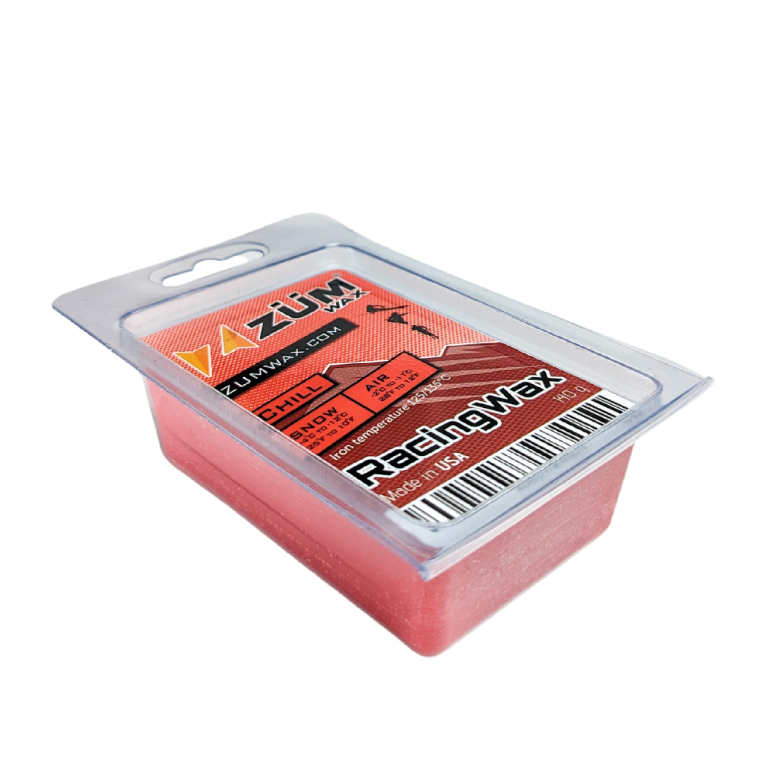 ZUMWax Iron-On Ski/Snowboard/Nordic/Cross-Country Wax, 140g, CHILL Temp, long-lasting, secret vanilla scent, Made in USA, PFAS-free. 100% hydrocarbon wax. Fast, durable, eco-friendly, CHILL conditions