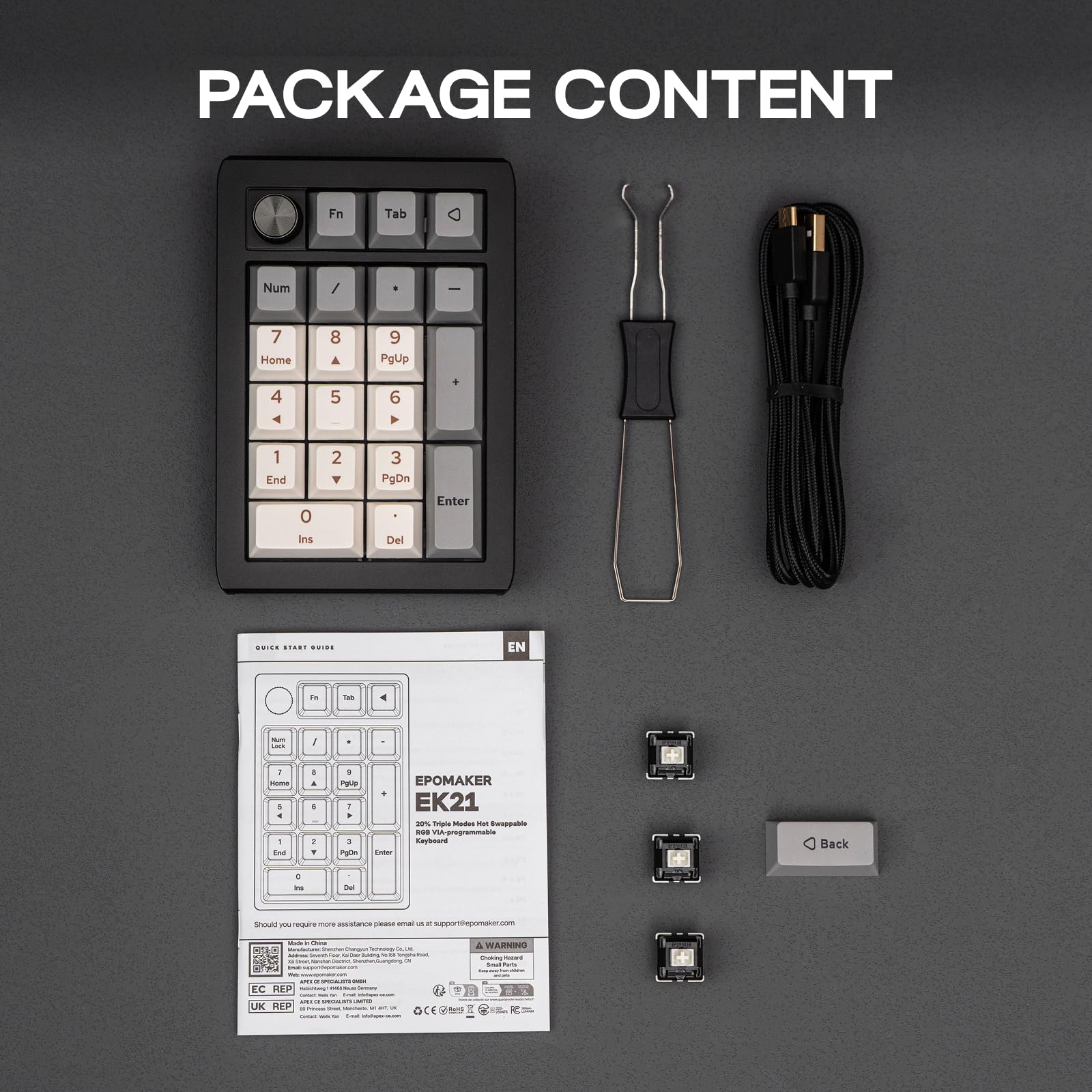 EPOMAKER EK21 VIA Gasket Numeric Keypad with 1000mAh Battery, BT 5.0/2.4GHz/Wired, Hot Swappable, Number Pad Aluminum Alloy Knob, Programmable for Windows, Mac, Gaming (Black Silver, Wisteria V2