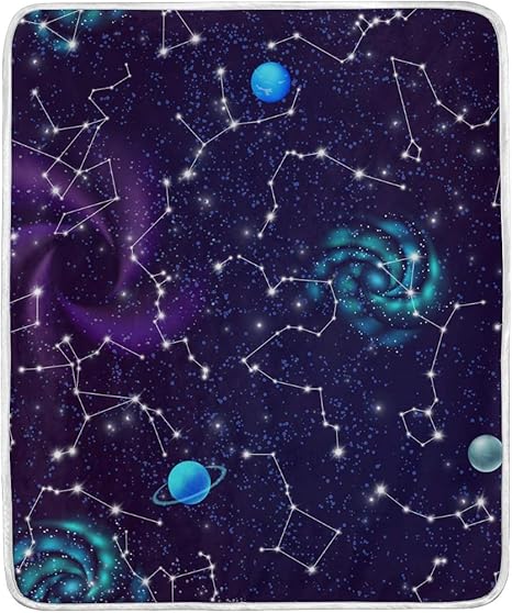 Amazon Sukau ひざ掛け ブランケット 星座 宇宙柄 大判 マイクロファイバー おしゃれ ふわふわ 薄手 毛布 ２枚合わせ 軽い 暖かい 発熱 保温 洗える 130ｘ150 ひざ掛け ハーフケット オンライン通販