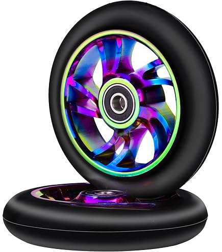 Lot De 2 Roues De Scooter 100mm En Alliage Aluminium - Polyuréthane, Avec Roulements, Remplacement Freestyle - 8