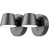 URSOLA Wall Light Set of Two, LED Wall Sconce with On/Off Switch USB Charging Port 110 Volt Hardwired Wall Lamp 350 Rotatable