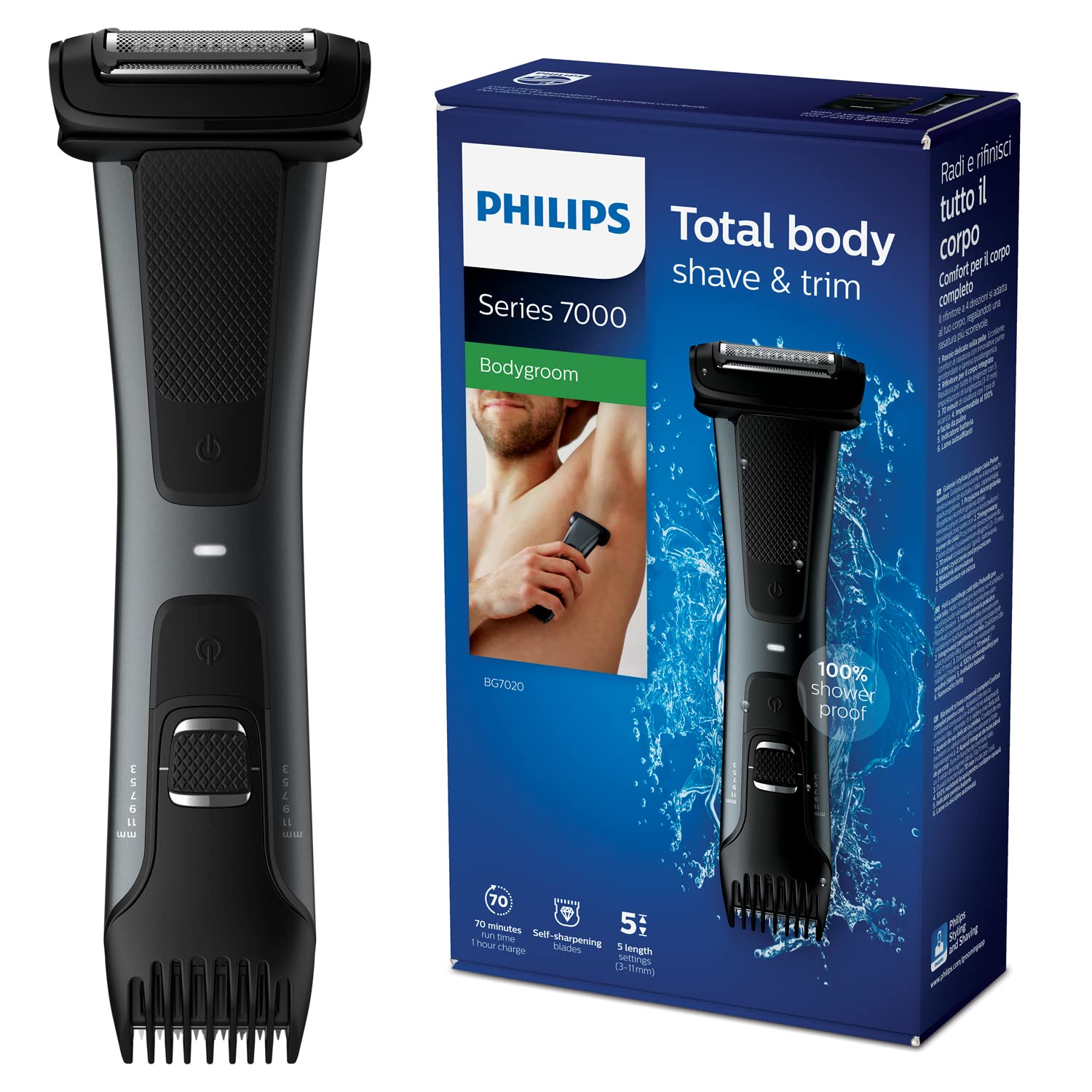 Photo 1 of Philips Bodygroom 7000 Trimmer & Shaver Showerproof Groin and Body Trimmer Men's Epilator Precise Body Grooming, Adjustable Comb for Above and Below The Belt
