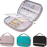 MYBAGZING Crochet Hook Case, Quilted Organizer for Crochet Hooks up to 8" | Crochet hook holder with pockets for knitting needles, circular needles, crochet accessories &amp; supplies;empty organizer case