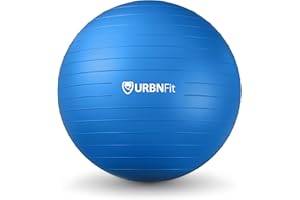URBNFit Exercise & Pilates Yoga Ball - Multiple Sizes for Fitness, Pregnancy, Stability, Balance, Core Workout - Anti-Burst Swiss Balance Ball w/Quick Pump - Office, Home, Gym