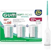 GUM Soft-Picks Original Interdental Picks, 270 Count | Soft bristles, Easy-to-Use Pick, Safe for braces &amp; bridges, Latex &amp; wire free, Plastic carry case included, Disposable picks