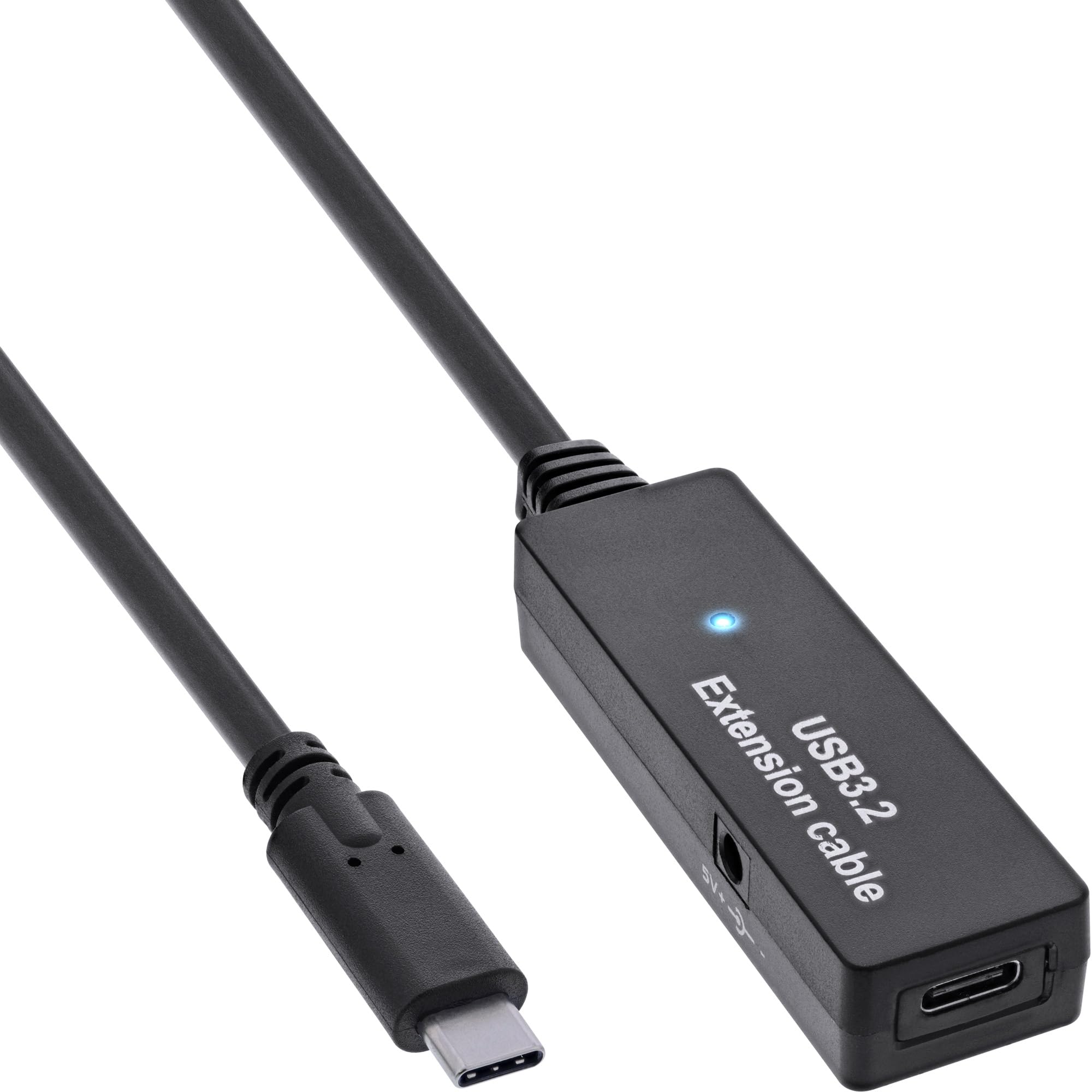 InLine USB 3.2 Gen.1 Active Extension, USB-C Male to USB-C Female, Reaper Cable with Signal Amplification, Long Distances, for Hard Drives, Printers, Webcams, Keyboards and More, 5m, 35650C