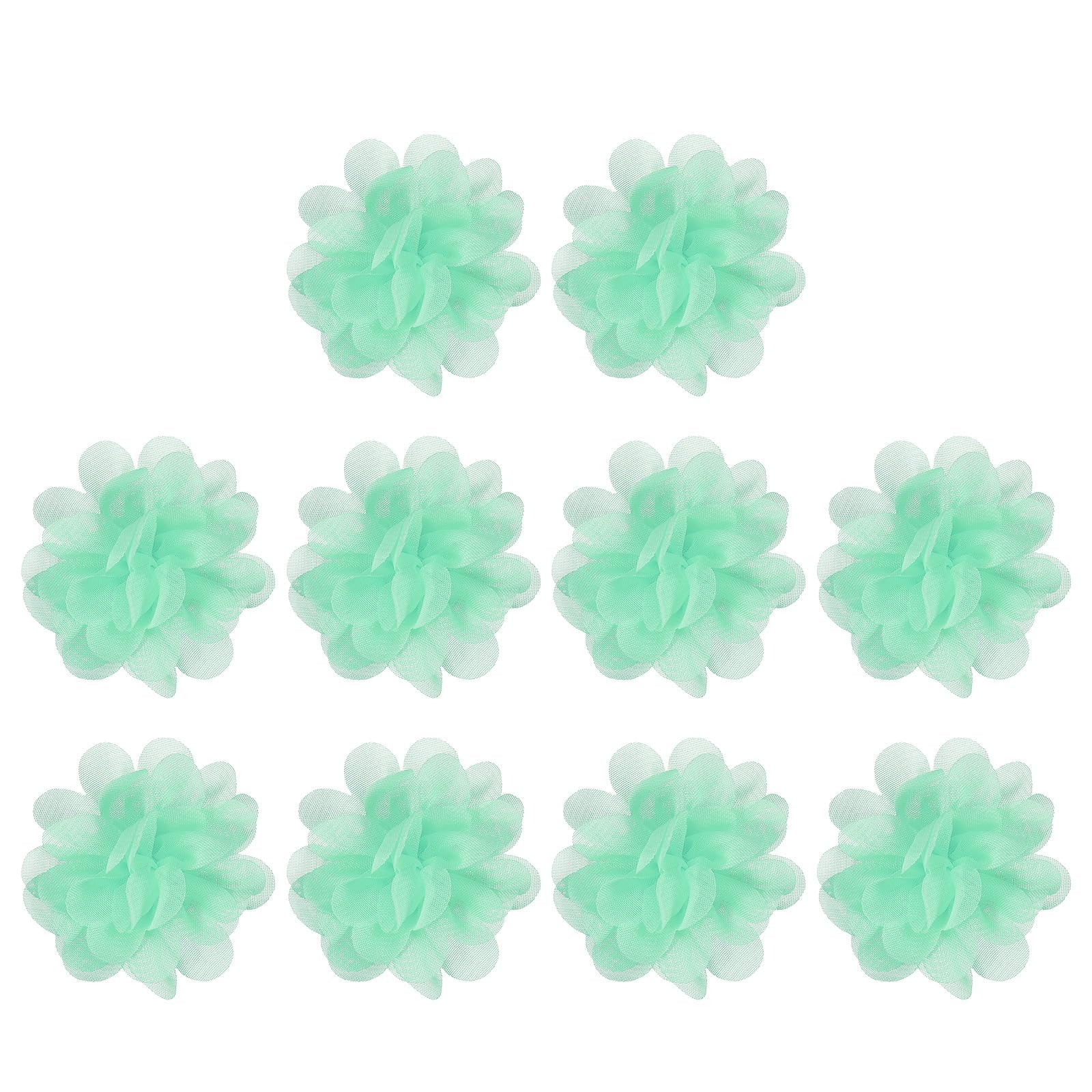 PATIKIL 2" Chiffon Flowers, 10 Pcs Mesh Fabric Flowers Sewing Fabric Appliques Headband Embellishments for DIY Craft Wedding Decor, Mint Green