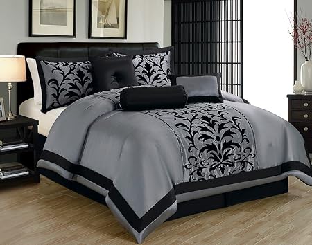 Onestopshop S 8 Piece King Dawson Donna Black And Grey Gray Silver