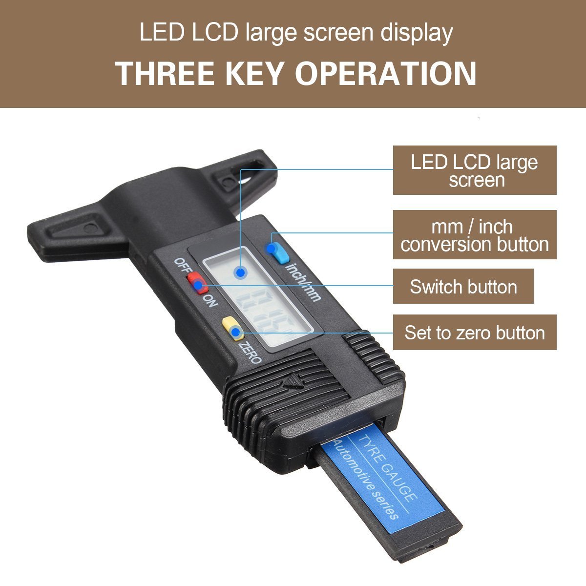 Firlar profondimetro digitale, digitale pneumatico profondimetro Range a 0 – 25 mm con ampio display LCD regolabile profondità del battistrada strumento di misurazione per motocicletta auto furgone, battistrada pneumatico Checker tester