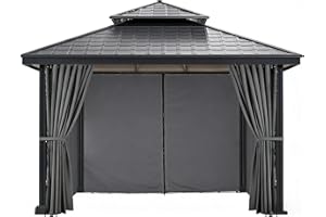 NICETOWN 4 PCs 10'x12' Gazebo Curtains Waterproof Outdoor Universal Replacement Privacy Screen, Wind Resistant Sidewalls with