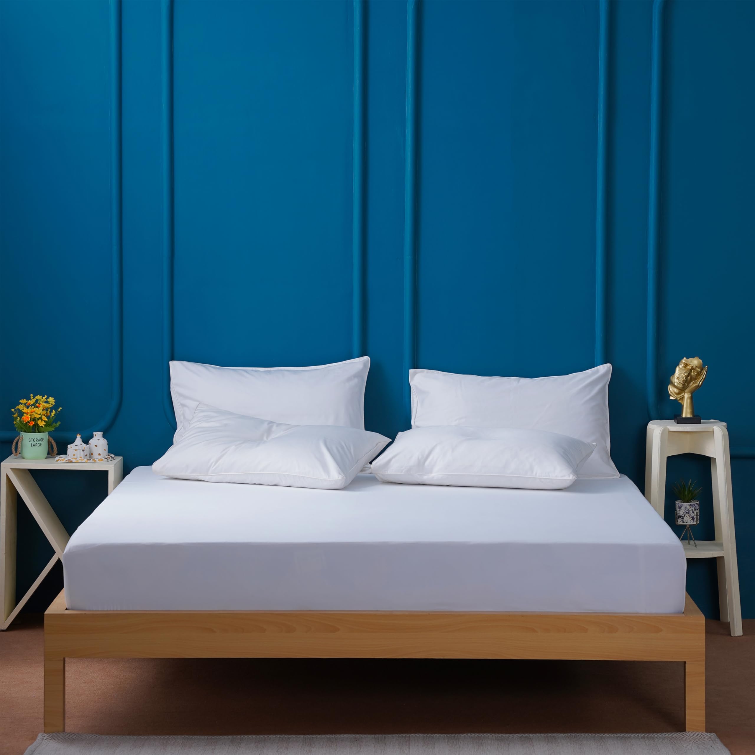 Sheet Story Premium Bamboo King Size Fitted Sheets - 41cm Deep Pocket - 400 Thread Count - Cooling, Silky Soft, Hypoallergenic Fitted Sheets King Size - Luxury Hotel Quality - White