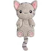 Grey Cat Microwavable 1.5 lbs Unscented Heating Pad for Women and Kids- Cute Soft Cozy Pillow Plush Heatable Warm Stuffed Animals - Kawaii Hot and Cold Plushie - Grey Cat Gifts for Girls and Women
