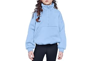 Arshiner Girls Half Zip Sweatshirt with Drawstring Hem Fleece Quarter Zip Pullover Sweatshirts Fall Clothes for Teen Girl