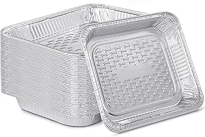 XIAFEI 9x13 Aluminum Foil Pans (40 Pack), Disposable Half Size Deep Foil Pans, Cookware, Food Prepping, Shallow Sheet Pan for Baking, Reheating, Grilling