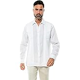 Mojito Men's 100% Linen Two-Pocket Design Guayabera Shirt Long Sleeve