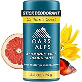 Oars + Alps Aluminum Free Deodorant for Men | Long Lasting Odor Protection, Clear & Free of White Residue, Anti-Chafing Smooth Glide, Dermatologist Tested, California Coast, 1pk, 2.6oz