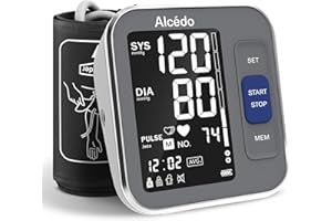 Alcedo Blood Pressure Monitor for Home Use, Automatic Digital BP Machine with Large Cuff for Upper Arm (Black Backlit Screen)