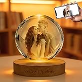 Gloryage Personalized 3D Crystal Photo Ball - Custom Laser Etched Picture Gift, Unique Memorial Keepsake & Romantic LED Night Light for Mom, Wife, Couples