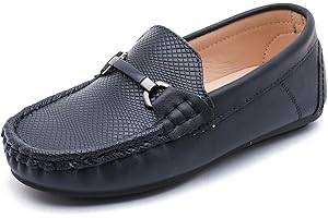 DADAWEN Boys Girls Soft Leather Loafer Casual Slip-On Moccasin Flats Dress Shoes Penny Boat Shoes School Wedding Church Loafers (Toddler/Little Kid/Big Kid)