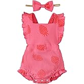 Fullfamous Baby Girl Ruffled Jumpsuit and Headband Set