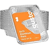 Gusto [30 Count] 9x13 Inch Aluminum Pans, Half-Size Deep Steam Foil Pans, Tin Pans Disposable - Pans for Baking, Cooking, Hea