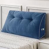 Sasttie Headboard Pillow Twin/Twin XL, Wedge Pillow Headboard, Blue | Triangle Backrest Cushion for Sitting or Reading in Bed, Dorm Essentials, OEKO-TEX, Down Alternative Fill, Side Pockets