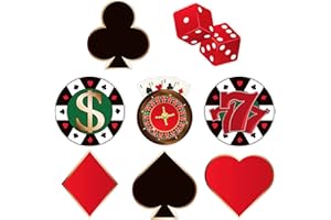 Blulu 40 Pcs Casino Party Cutouts Las Vegas Decorations Versatile Casino Poker Themed Birthday Party Decoration Cutouts with Glue for Bulletin Board Las Vegas, 5.9 x 5.9 Inches