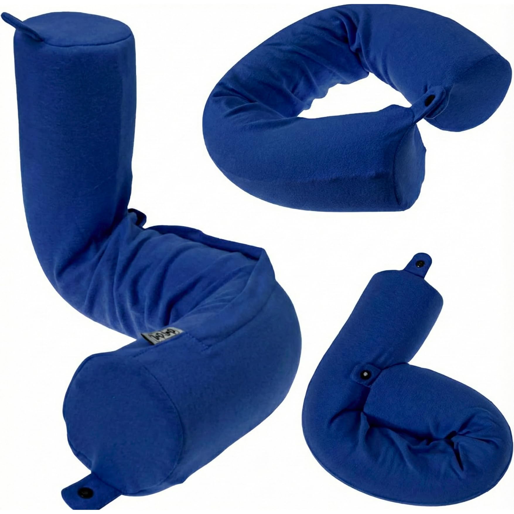 Dot&Dot Twist Memory Foam Travel Pillow for Airplanes - Travel Neck Pillow for Sleeping - Airplane Pillow for Neck Support - Adjustable, Bendable Neck Roll Pillow (Sapphire, One Size)