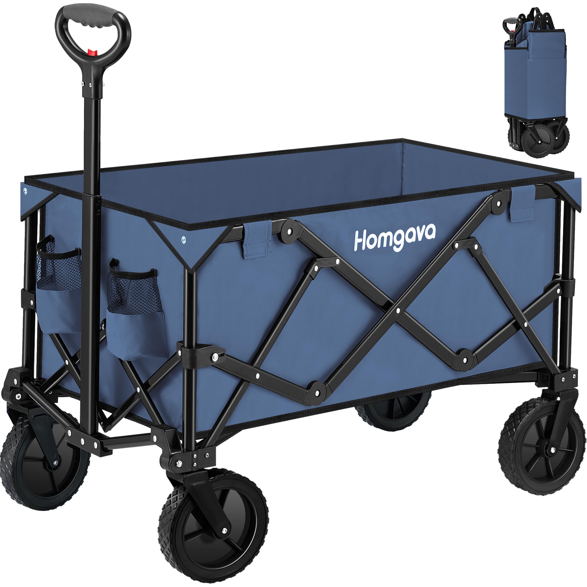 Golabs Collapsible Wagon Cart - 350lb Capacity, 100L Expandable, Foldable With Cup Holders For Camping, Garden, Groceries