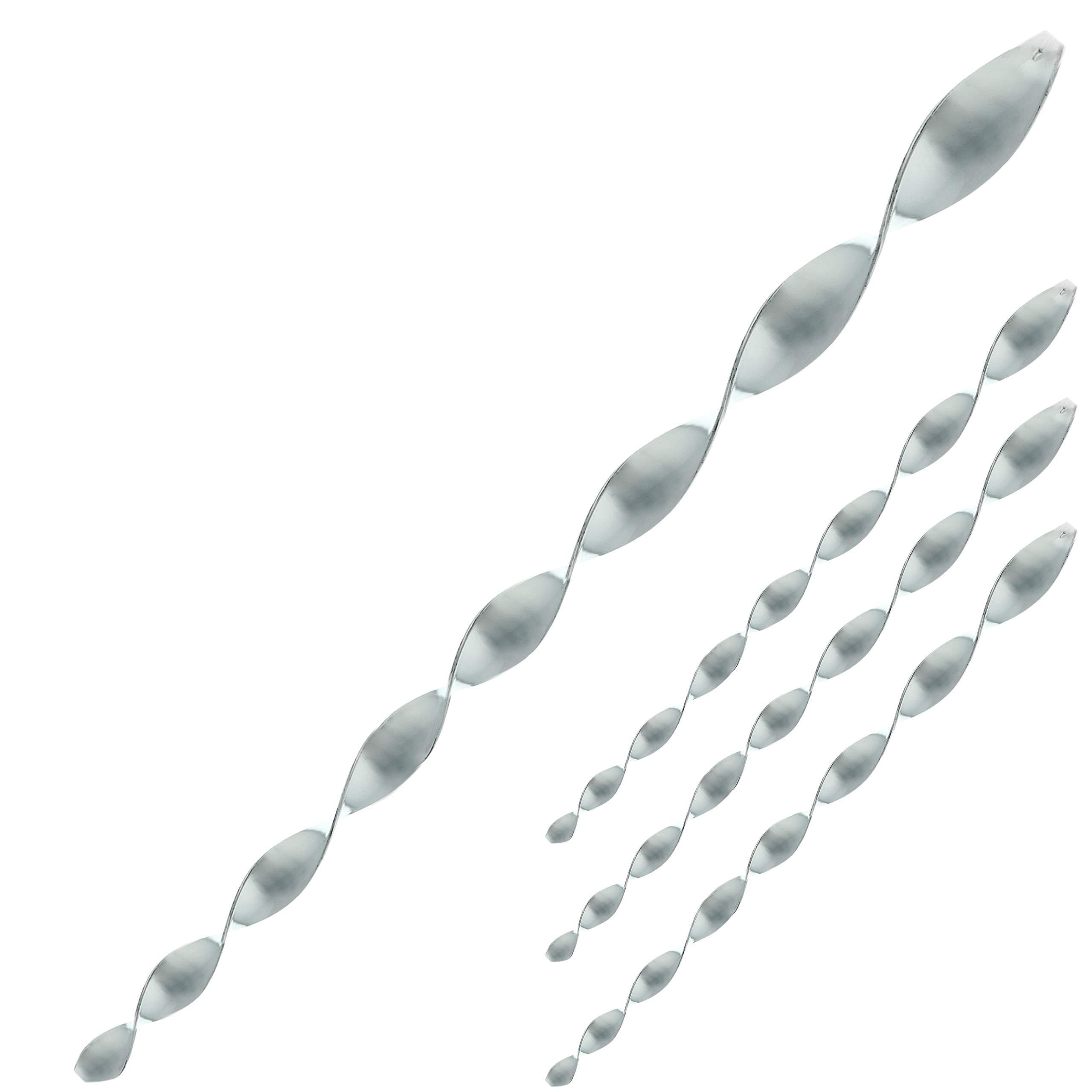 PrimeMatik AH57-VCES Scarecrow Hanging Spiral Bar Bird Deterrent 50 cm Swivel 360o 4-Pack (AH57), Silver