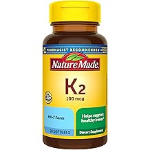 Nature Made Vitamin K2 100 mcg, Healthy Bone Supplements, Vitamin K2 Supplement, 30 Softgels, 30 Day Supply