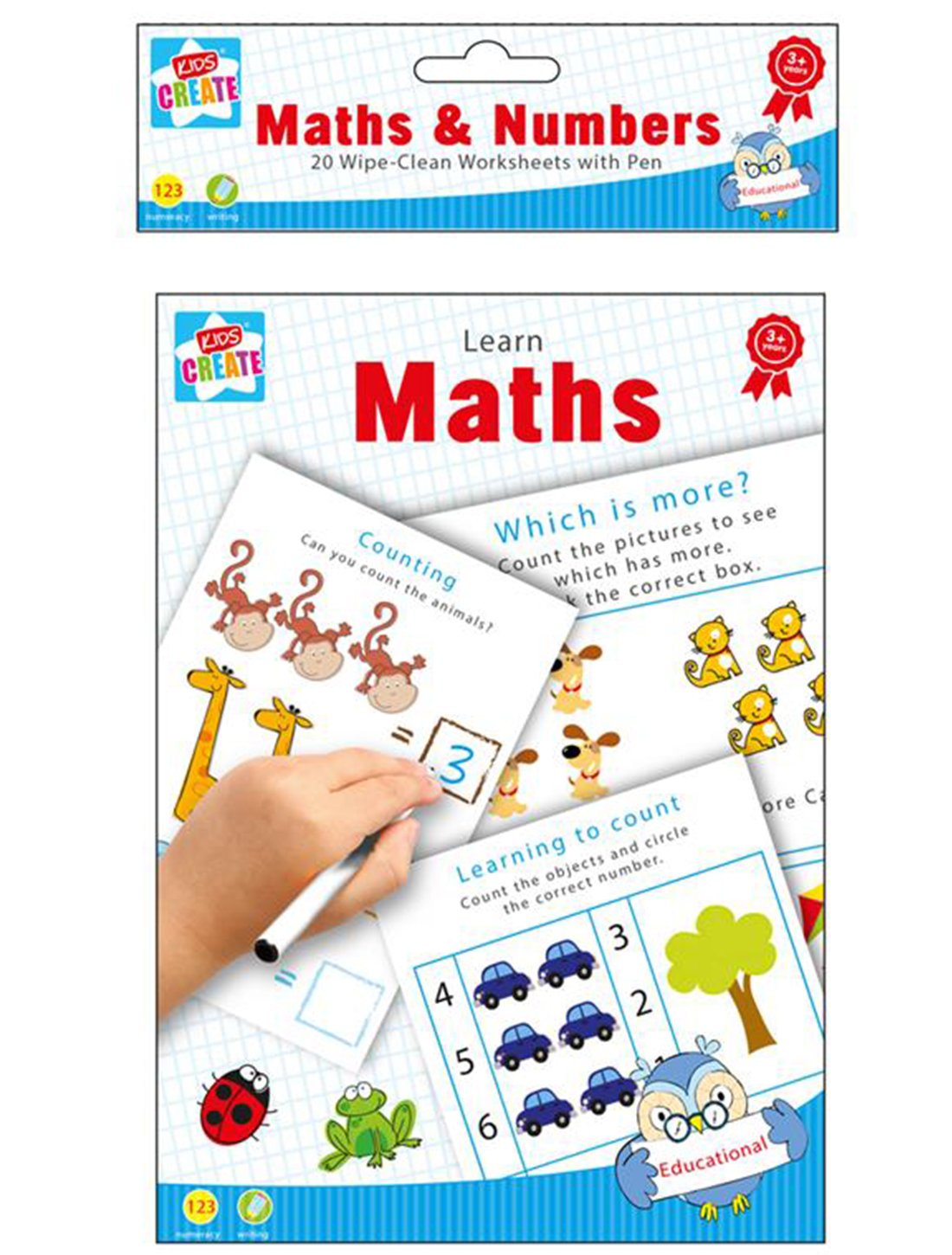 Learn Maths - 20 Wipe-Clean Maths & Numbers Worksheets with Pen