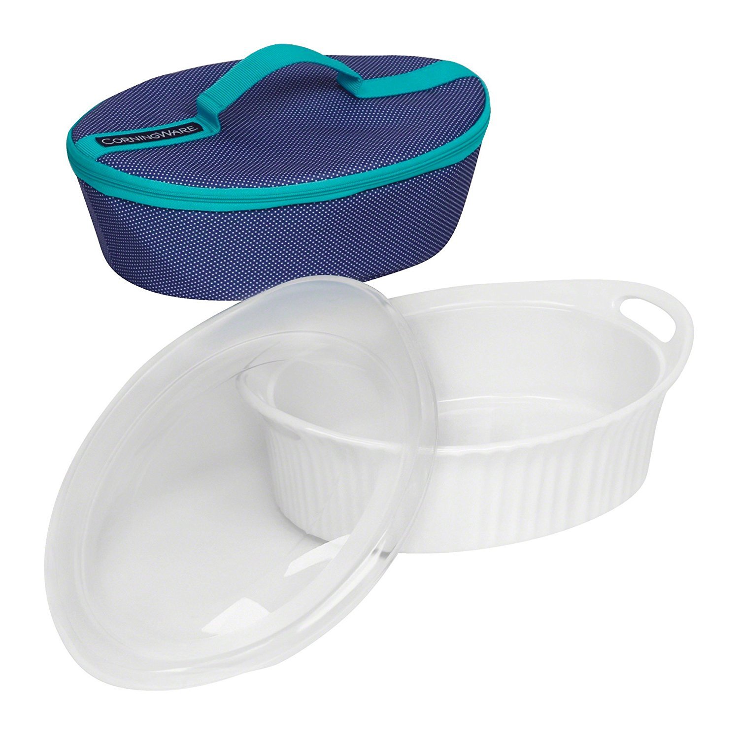 CorningWare French White 2.5 quart Oval Portable Bag Set
