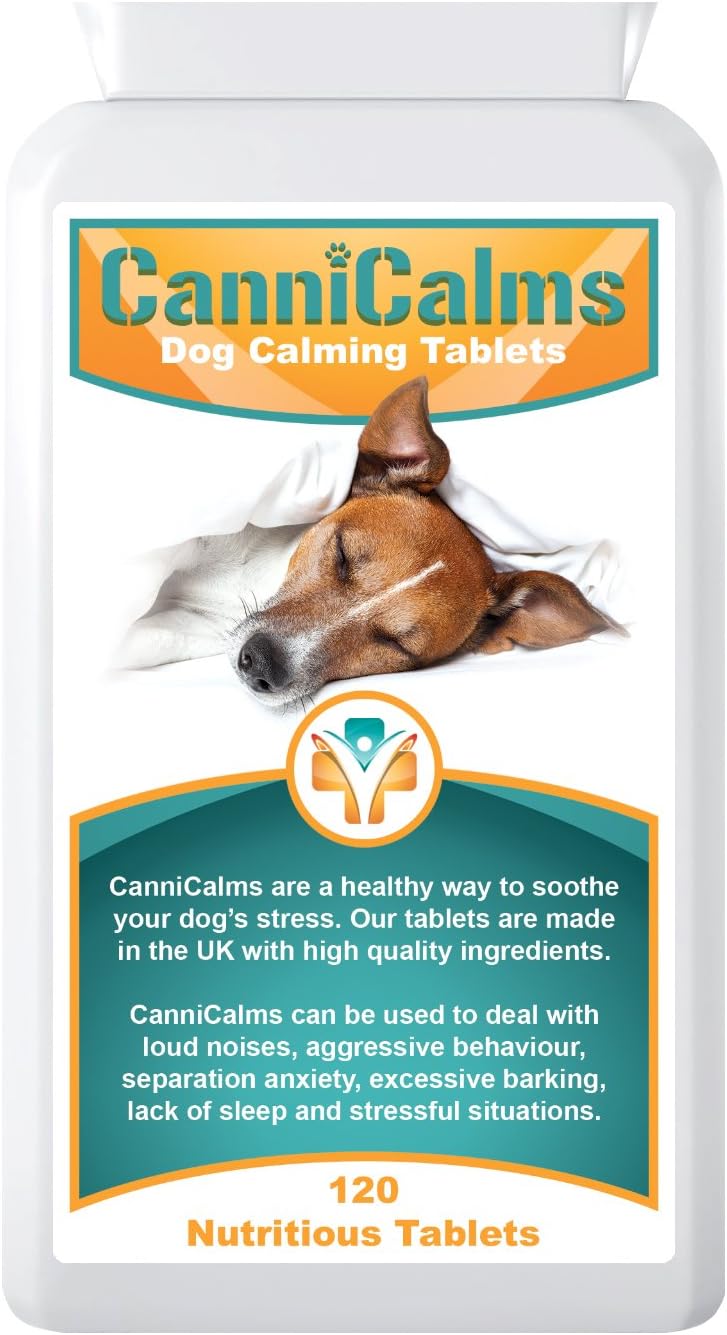 Spiritus Nutrition CANNICALMS DOG CALMING TABLETS 120 Tablets : For ANXIOUS DOGS who suffer from SEPARATION ANXIETY, HYPERACTIVITY, EXCESSIVE BARKING and SLEEP PROBLEMS