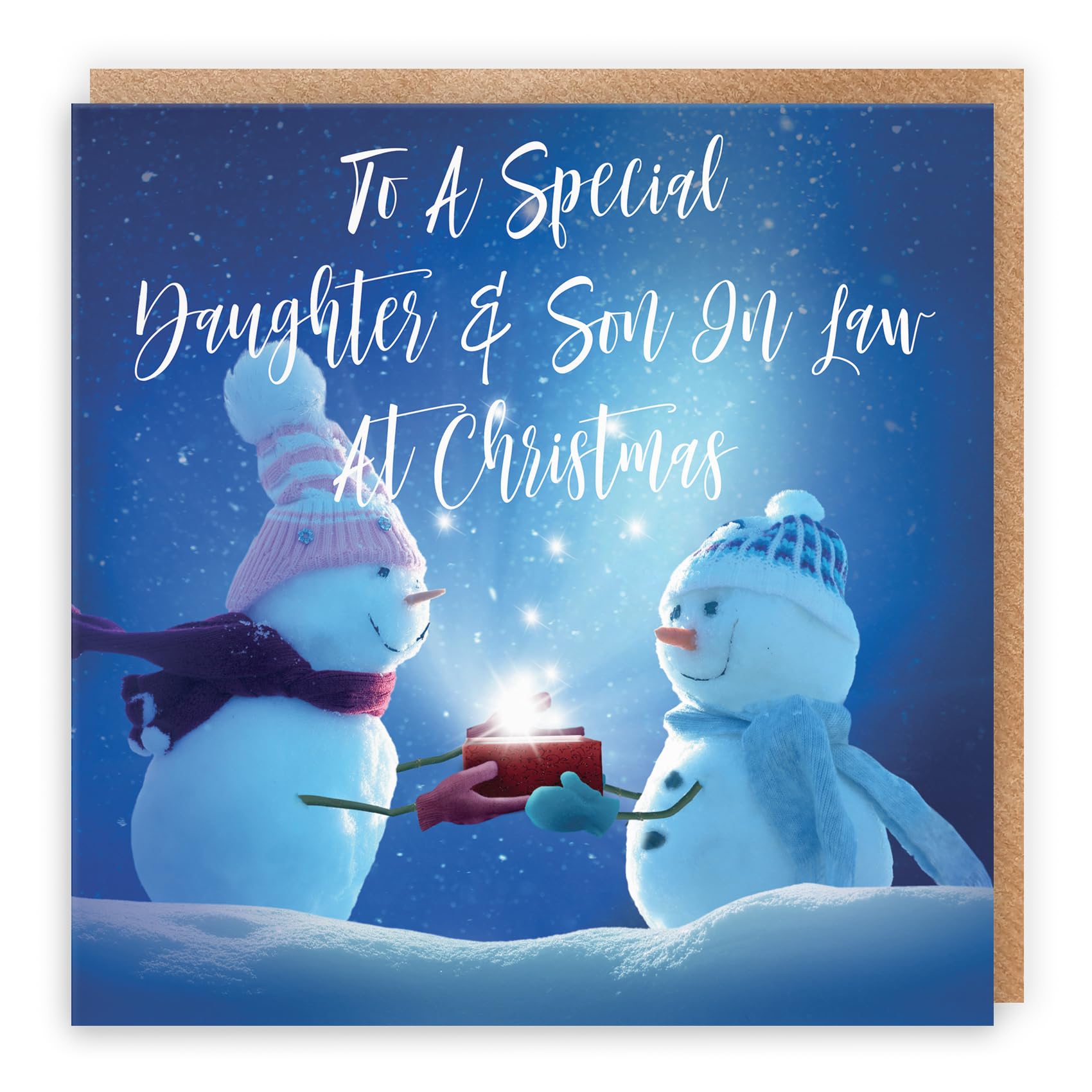 Hunts England - Daughter And Son In Law Christmas Card - To A Special Daughter & Son In Law At Christmas - Starry Night Collection - Fun Card