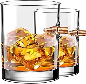 Kollea 308 Bullet Hand-Blown Whiskey Glass Set Of 2-Whiskey Gift Ideas for Men-Great Christmas Gift-Inexpensive Whiskey Lovers Gifts for Men