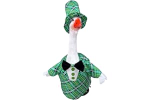 Pikpops St. Patrick's Day Goose Outfit, Lucky Leprechaun Costume for Lawn Goose Décor, Green Plaid Design with Bow Tie and Top Hat, Irish Festive Holiday Porch Decoration