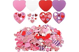 JANGOSTOR 372 Pieces Valentines Foam Heart Craft Set Includes 360 Pieces Self-Adhesive Heart Foam Stickers and 12 Pieces Colorful Foam Hearts for Valentine's Day DIY Craft Supplies