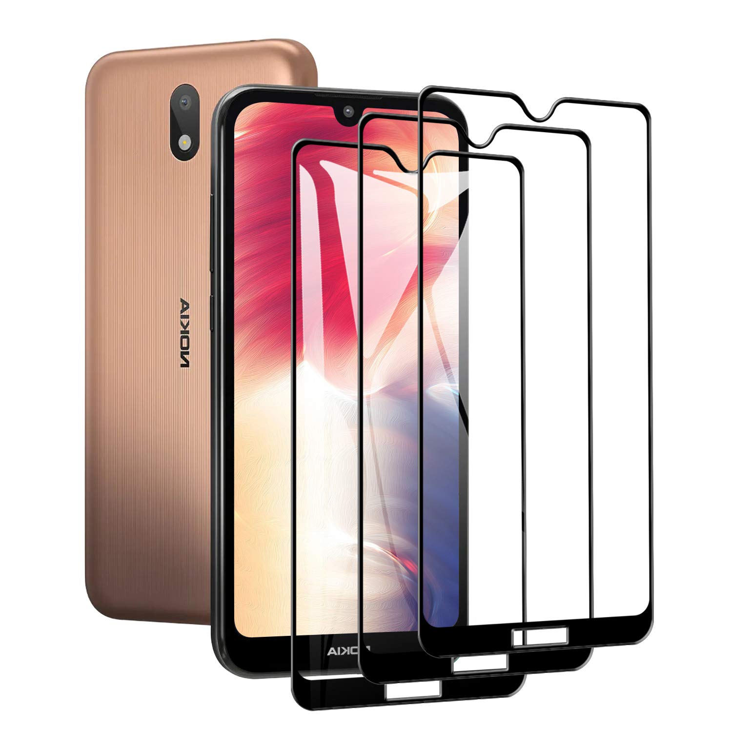 SCL Screen Protector Compatible with Nokia 1.3 Screen Protector for Nokia 1.3 Tempered Glass Film [3-Pack], [3D Curved Full Coverage, Easy Installation, Bubble-free, 9H Hardness]