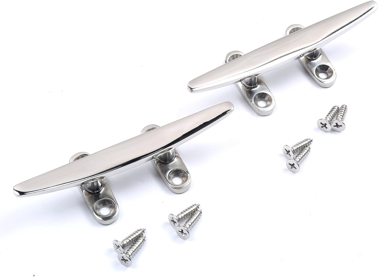 Mxeol 5 Inch Boat Cleat Dock Open Base w/Screws Marine Stainless Steel Pair : Sports & Outdoors