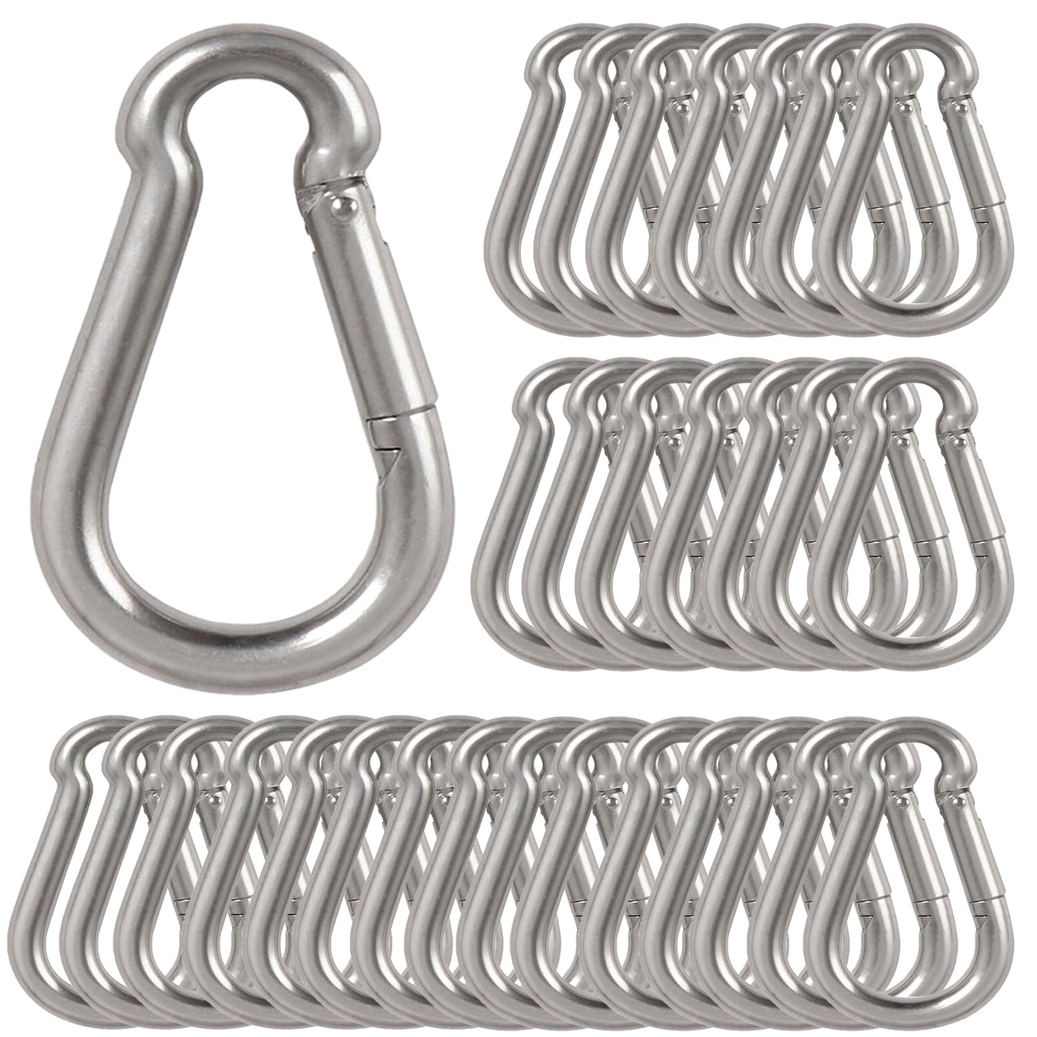 Photo 1 of 3Inch Safety Spring Snap Hook, Ailengy 5/16I Galvanized Steel Quick Link Carabiner Clip Hooks, Heavy Duty Steel Clip Buckle for Camping Hiking, Hiking Boating, Fishing, and Traveling (30 Pack)