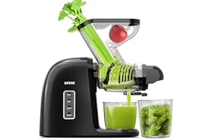 SiFENE Cold Press Juicer, Dual 3" Wide Mouth Slow Masticating Juicer Machine, Easy Clean Juice Maker for Whole Vegetables and Fruits, Wheatgrass Juice Extractor, BPA Free, Black