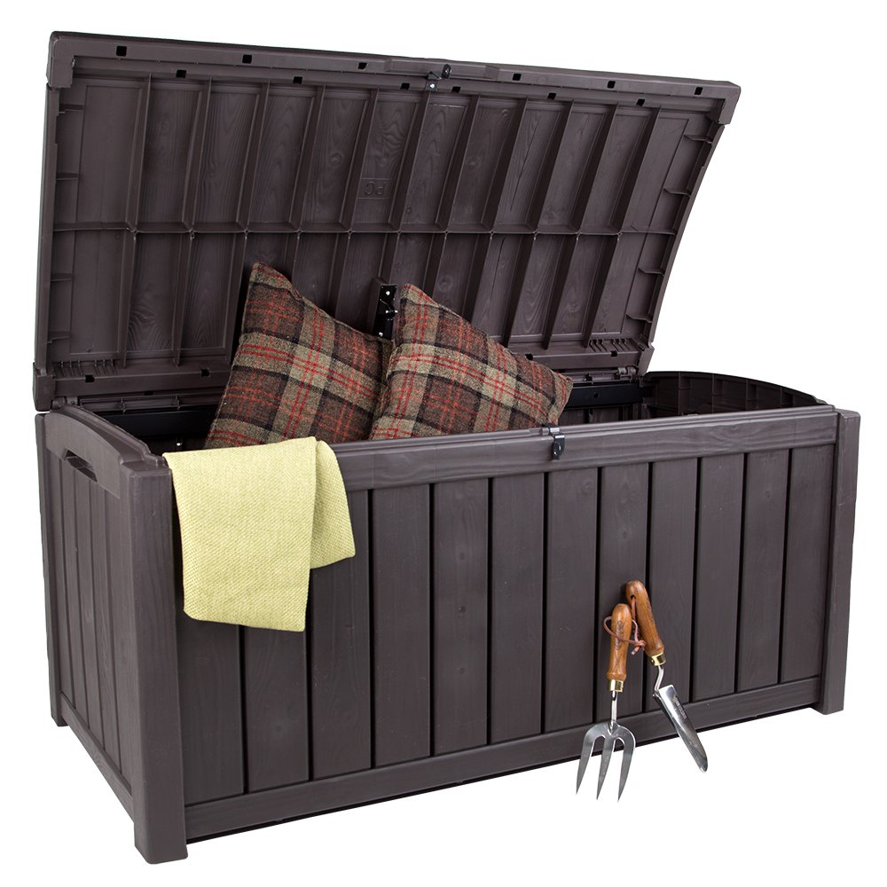Keter Glenwood Outdoor Plastic Storage Box Garden Furniture, Brown, 128 x 65 x 61 cm Buy Online